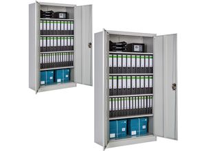 4061173209719 - tectake® 2er Set Aktenschrank aus pulverbeschichtetem Stahl 4 höhenverstellbare Einlegeböden 180 x 90 x 40 cm