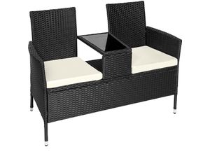 4061173210944 - tectake® Rattan Gartensitzbank 2-Sitzer UV-beständig 131 x 59 x 82 cm