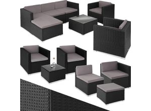 4061173243751 - tectake® Rattan Lounge für 5 bis 6 Personen UV-beständig variabel aufstellbar