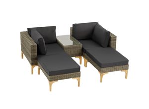 4061173243966 - tectake® Rattan Lounge mit Aluminiumgestell wetterfest und UV-beständig mit Sicherheitsglasplatte