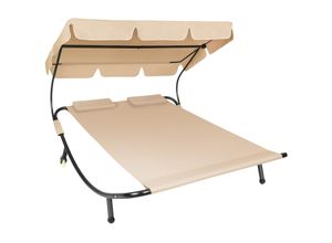 4061173244888 - tectake® Gartenliege für 2 Personen 2 Transportrollen 2 Kopfpolster 215 x 183 x 150 cm