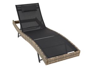 4061173244956 - tectake® Rattan Sonnenliege widerstandsfähig und UV-beständig 6-fach verstellbare Rückenlehne 69 x 211 x 41 - 94 cm