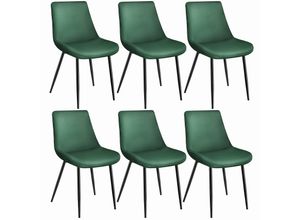 4061173246677 - tectake® 6er Set Stuhl gepolstert in Samtoptik schwarze Stahlbeine 48 x 59 x 825 cm