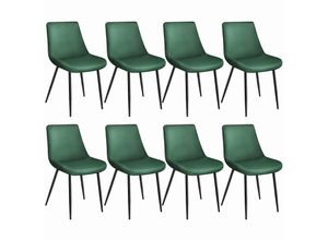 4061173246684 - tectake® 8er Set Stuhl gepolstert in Samtoptik schwarze Stahlbeine 48 x 59 x 825 cm