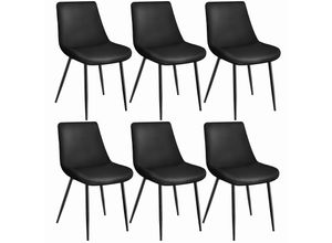 4061173246738 - tectake® 6er Set Stuhl gepolstert in Samtoptik schwarze Stahlbeine 48 x 59 x 825 cm