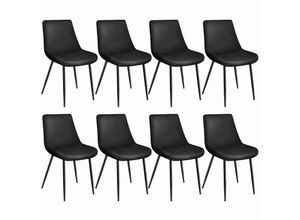 4061173246745 - tectake® 8er Set Stuhl gepolstert in Samtoptik schwarze Stahlbeine 48 x 59 x 825 cm