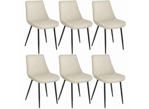 4061173246769 - tectake® 6er Set Stuhl gepolstert in Samtoptik schwarze Stahlbeine 48 x 59 x 825 cm