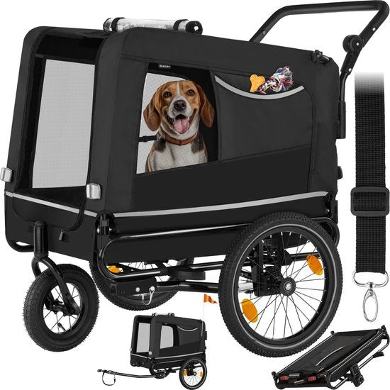 4061173255211 - Tectake - Dog WoofRider Fahrradanhänger - schwarz - vielseitig zusammenklappbar bis zu 40 kg - Hundebuggy Hundekinderwagen - 404946