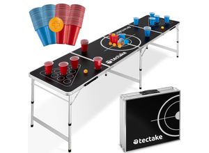 4061173255266 - tectake® Bierpong-Tisch aus Aluminium bodenschonende Kunststofffüße inklusive 100 Bechern und 6 Bällen