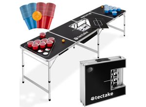 4061173255273 - tectake® Bierpong-Tisch aus Aluminium mit Eisfach bodenschonende Kunststofffüße inklusive 100 Bechern und 6 Bällen