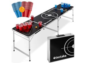 4061173255280 - tectake® Bierpong-Tisch aus Aluminium bodenschonende Kunststofffüße inklusive 100 Bechern und 6 Bällen