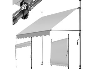 4061173255334 - tectake® Klemmmarkise mit Handkurbel höhenverstellbar 211 - 304 cm einfache Montage