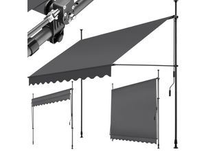 4061173255372 - tectake - Klemmmarkise - Sonnenschirm - Markise - Verstellbar - Klemmmarkise - Sonnenschirm Balkon - 250 x 120 cm - schwarz grau - Markise - 404962