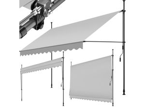 4061173255426 - tectake® Klemmmarkise mit Handkurbel höhenverstellbar 211 - 304 cm einfache Montage