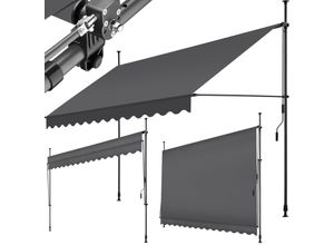 4061173255433 - tectake® Klemmmarkise mit Handkurbel höhenverstellbar 211 - 304 cm einfache Montage