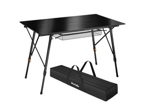 4061173255686 - tectake®- Aluminium Campingtisch Campingtisch - höhenverstellbar - LxBxH ca 120x705x58-79cm - inkl Tragetasche - schwarz