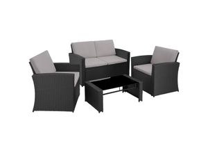 4061173255983 - tectake® Rattan Lounge für 4 Personen UV-beständig mit Sicherheitsglasplatte