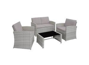 4061173255990 - tectake® Rattan Lounge für 4 Personen UV-beständig mit Sicherheitsglasplatte