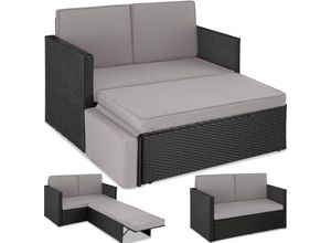 4061173259738 - tectake® Rattan Lounge 2-Sitzer UV-beständig Hocker mit klappbarer Stütze