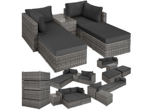 4061173259868 - tectake® Rattan Lounge mit Aluminiumgestell wetterfest und UV-beständig mit Sicherheitsglasplatte