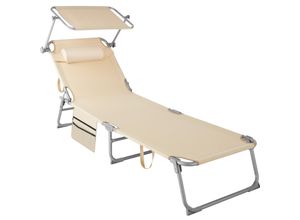 4061173259943 - tectake® Sonnenliege klappbar 4-fach verstellbare Rückenlehne mit Kopfpolster 190 x 68 x 28 cm mit Seitentasche