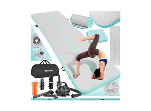 4061173260604 - tectake® - Airtrack Matte - Aufblasbare Gymnastikmatte Air Flexy - Inkl elektrischer Luftpumpe und Tragetasche - Gymnastikmatte - Gymnastik-Training zu Hause oder im Freien - Weichbodenmatte - Sportmatte mit Transporttasche - Größe 397 x 104 x 10 cm