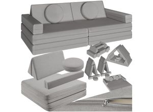4061173260826 - tectake® Spielbank Lilly - Kinderbank - Modulare Kleinkindmöbel - Hochstuhl - Kindersessel - Spielbank - Kindersitz - Bank - Montessori-Spielzeug - Kindersofa - Schlafsofa - 160cm - Beige