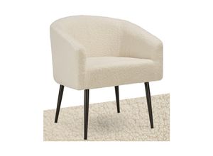 4061173261236 - tectake® - Loungesessel beige mit Polsterung - Wohnzimmermöbel - Moderner Loungesessel - Scandi Lounge Chair - Cocktailsessel Bouclé Plüsch - Sessel mit Metallbeinen - Lesesessel Schlafzimmer