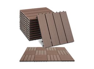 4061173261304 - tectake® Terrassenfliesen 11er Set im Klicksystem mit Drainage 31 x 31 x 22 cm