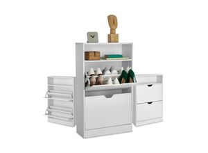 4061173261342 - tectake® - Schuhschrank mit 2 kippbaren Fächern - Schubladenschrank - Schuhständer - 12 Paar Schuhe - Inkl offenem Fach - Verstellbare Fächer