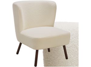 4061173262493 - tectake® Teddy-Cocktailsessel gepolstert mit Bouclé-Bezug runde Stahlbeine in Holzoptik 62 x 73 x 74