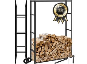 4061173263018 - tectake® Kaminholzregal - Kaminholzregal für drinnen und draußen - Metallregal - Holzlagerung modern - Holzlagerung für Kaminofen Wohnzimmer oder Gartenkamin - Für Holzbriketts Anzündholz - 1005x25x150cm