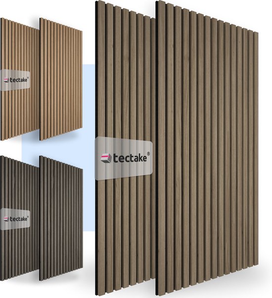 4061173263131 - tectake® 2er-Set Akustikpaneele Sonic Wall - Schallabsorbierendes Paneel - Schalldämmung - Größe pro Paneel (LxBxH) ca 120x60x21cm - Verschiedene Farben - Eiche dunkel