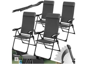 4061173268457 - tectake® Campingstuhl klappbar 7-fach verstellbare Rückenlehne mit Kopfpolster Belastbarkeit 120 kg 57 x 65 x 112 cm