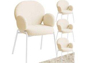 4061173269034 - tectake® Stuhl gepolstert mit Bouclé-Bezug runde Stahlbeine Belastbarkeit 120 kg 615 x 62 x 90 cm
