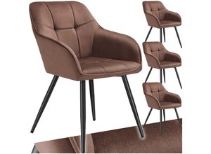4061173270443 - tectake® Esszimmerstuhl gepolstert in Samtoptik gesteppt schlanke Stahlbeine 58 x 62 x 82 cm