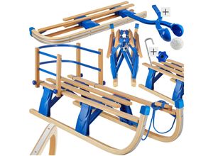 4061173270795 - tectake® Holzschlitten klappbar mit Rückenlehne solide Stahlkufen 38 x 1095 x 45 cm Belastbarkeit 60 kg