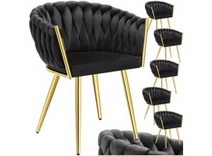 4061173273406 - tectake® Set Esszimmerstuhl gepolstert mit Samtbezug Knotendesign schlanke Stahlbeine 605 x 55 x 75 cm
