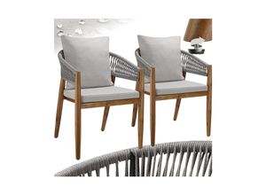 4061173281425 - tectake® Gartenstuhl lasiertes Akazienholz wetterfest wasserabweisende abnehmbare Polyesterbezüge höhenverstellbare Kunststofffüße