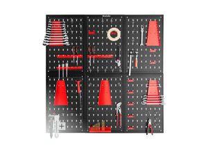 4061173281463 - tectake® 6-teilige Metall-Werkzeugwand - 240 x 60 cm - Lochblech - Werkzeughalter-Set inklusive Haken - Wandregal-System für Werkbank Garage Werkzeug - Werkstattausrüstung - Werkzeugtafel - Stecktafel