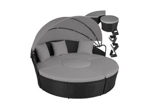 4061173286253 - tectake® Rattan Sonneninsel widerstandsfähig klappbares Sonnendach variabel aufstellbar