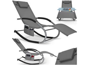 4061173286901 - tectake® Gartenliege ergonomisch mit Komfort-Schwingbewegung atmungsaktives wasserabweisendes Textilene-Gewebe abnehmbares Kopfpolster seitliche Aufbewahrungstasche