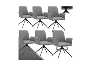 4061173288370 - tectake® Drehbarer Armlehnstuhl robuster Webstoff gepolstert pulverbeschichtete Stahlbeine 555 x 58 x 87 cm