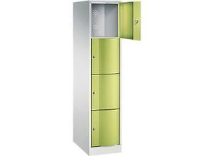 4061261404194 - C+P XL-Schließfachschrank Resisto H1950xB396xT640 Korpus Lichtgrau Türen Viridingrün 1 Abteil 4 Fächer