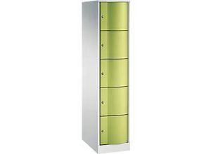 4061261434979 - C+P XL-Schließfachschrank Resisto H1950xB396xT640 Korpus Lichtgrau Türen Viridingrün 1 Abteil 5 Fächer