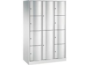 4061261471097 - C+P Kombi-Schließfachschrank Resisto H1950xB1148xT540 Korpus Lichtgrau Türen Lichtgrau 3 Abteile 10 Fächer
