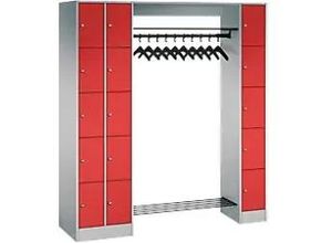 4061261643937 - C+P Offene Garderobe Serie 8070 H1950xB2100xT480mm Korpus Weißaluminium Fronten Rubinrot