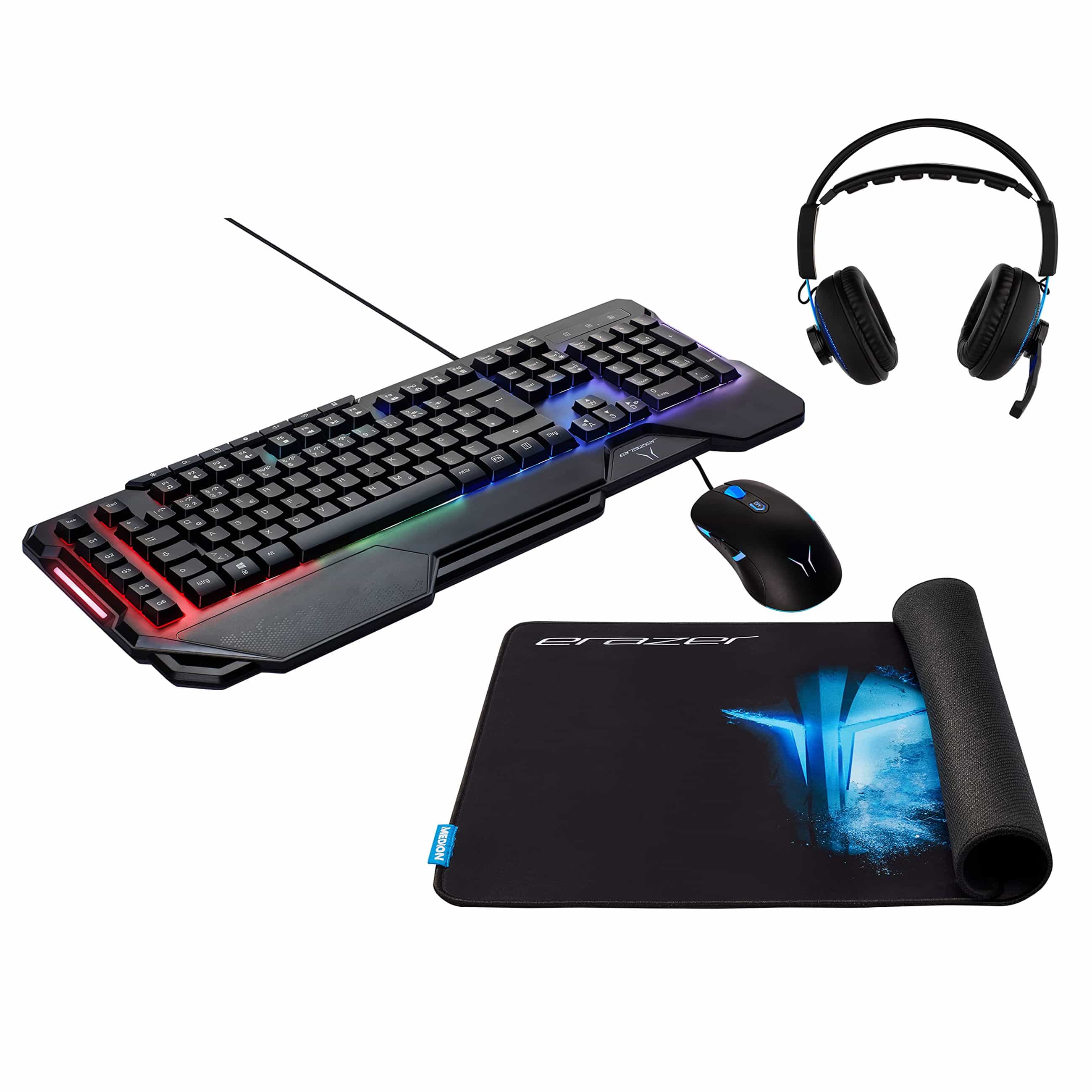 4061275171723 - Erazer P81016 Gaming Bundle - Tastatur Maus Mauspad und HeadsetNeuware -