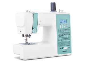 4061275230482 - MEDION Computer-Nähmaschine MD 11881 270 Stichmuster 1-Schritt Knopfloch Nähmaschinen Doppelnadelfunktion Automatischer Einfädler Geschwindigkeitsregler blau (türkis)