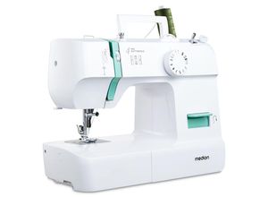 4061275230734 - MEDION Freiarm-Nähmaschine MD 11179 12 Stichmuster 4 Schritte Knopfloch blau (türkis) B345cm H27cm T145cm Nähmaschinen Vertikales Spulsystem LED Nählicht Integrierter Fadenschneider